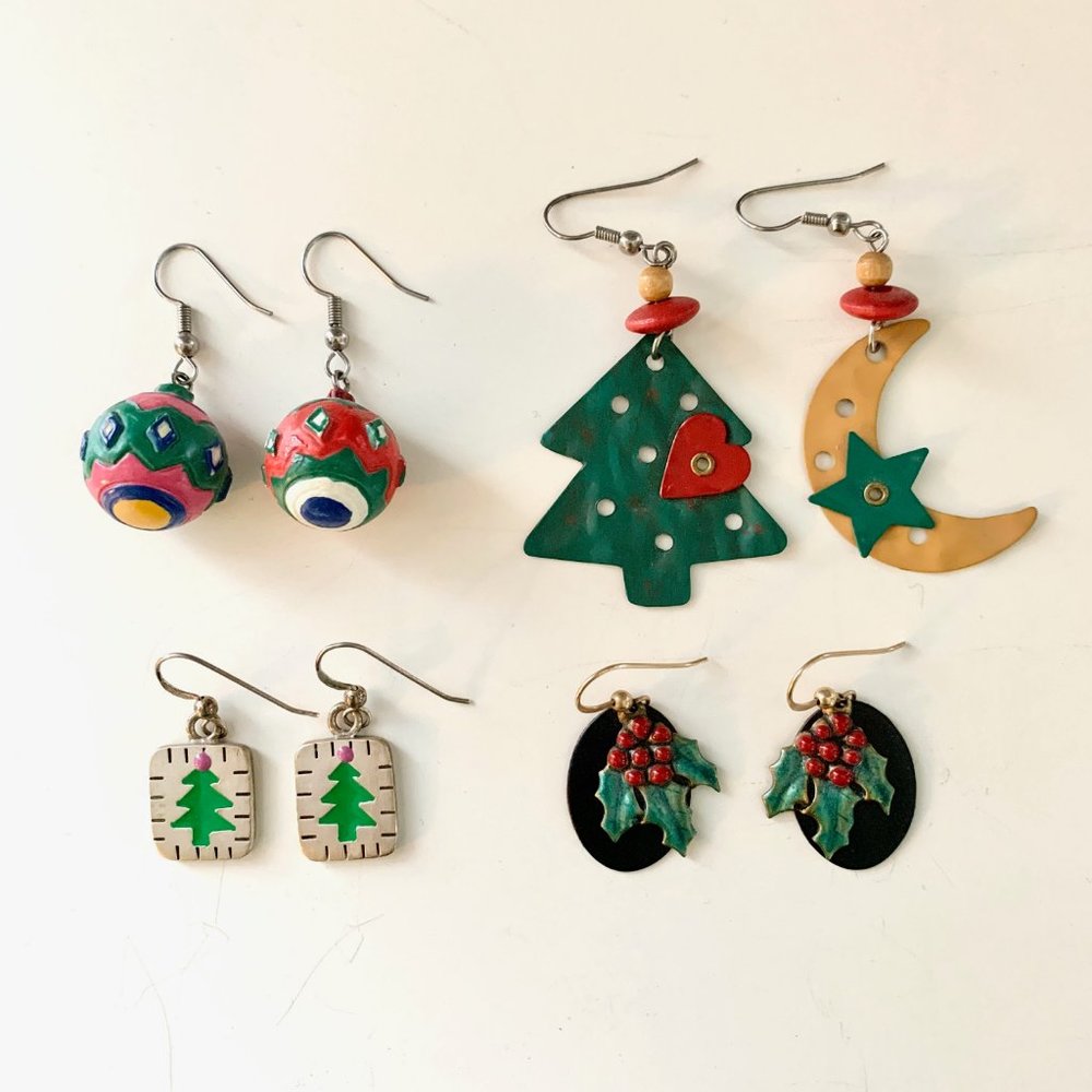 Four Pairs Holiday Earrings
